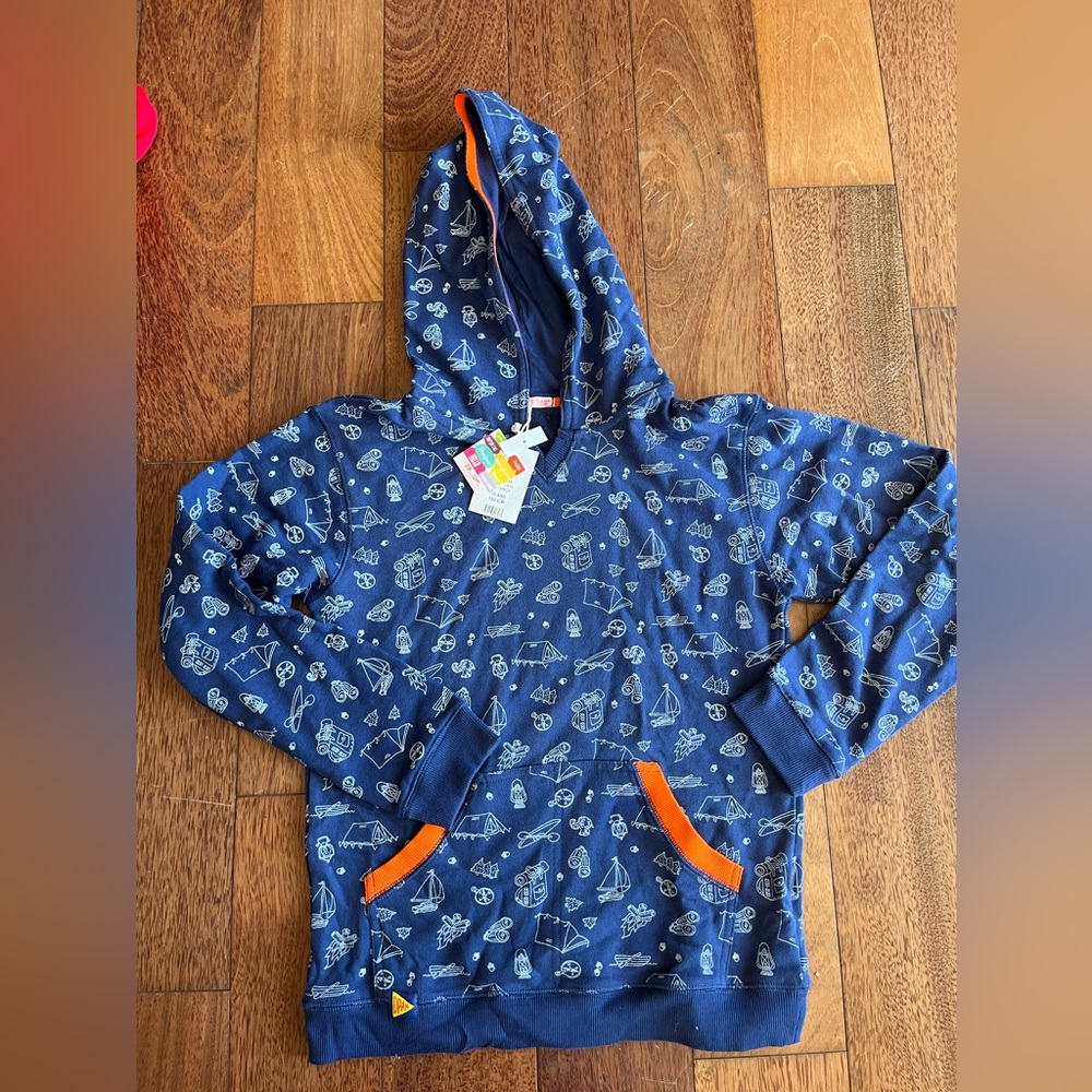 NEW DPaM Navy Blue Kids Hoodie with Orange Accents - 152 (12)